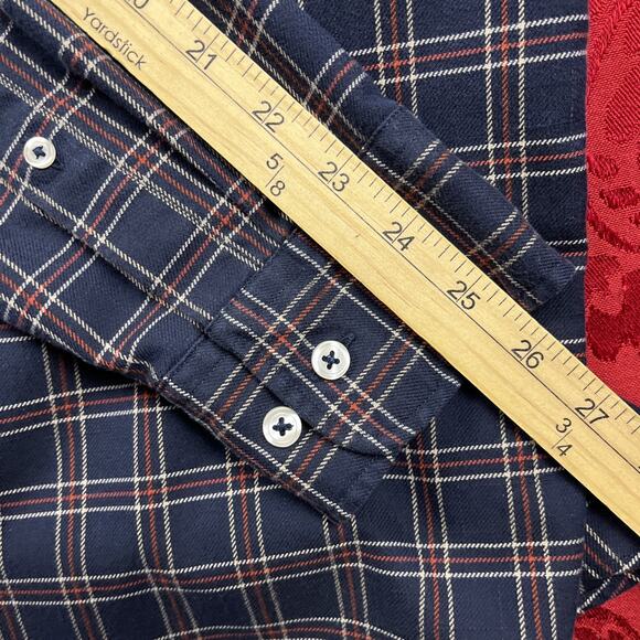 Charles Tyrwhitt Flannel Shirt Mens XXL Blue Plaid Classic Fit Non Iron Button - Picture 8 of 10